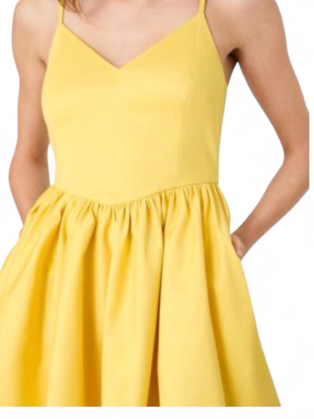 Fancyinn Yellow Spaghetti Strap Mini Dress